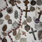 Antiq/Vtg Catholic Christian Mixed Cross Medals Pendants Lot 55 Pcs 2 Sterling