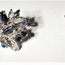 Vintage Art Deco Palladium Sapphire Diamond Clip Post Earrings Lot