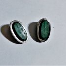 Vintage Sterling 950 Silver MEXICO Malachite Clip On Earrings Lot