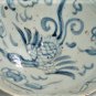 Antique Chinese Yuan-Ming Blue White Phoenix Porcelain Bowl Lot 7"