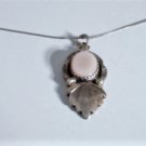 Vintage Sterling Silver SOUTHWEST Navajo Pink MOP Pendant Necklace Lot 18"