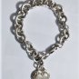 Vintage Sterling Silver Judith Ripka HEAVY Heart Dangle Chain Bracelet Lot 7.25"
