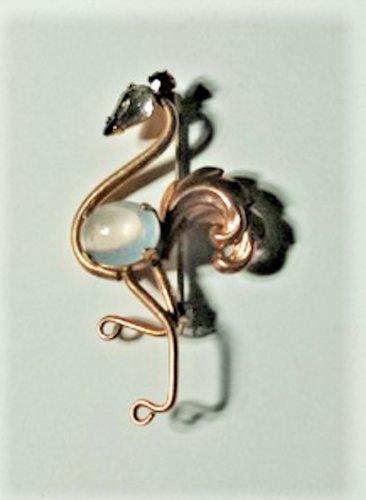Vintage 12K GF VAN DELL Rare FLAMINGO Jelly Belly Pin Brooch Lot
