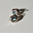Vintage Sterling Silver Emerald Cut Blue Topaz Wire Earrings Lot