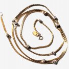 Vintage LES BERNARD Gold ToneStation Rhinestone Beaded Long 37" Chain Necklace