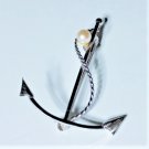 Vintage Sterling Silver & Real Pearl Anchor Mariner Sailor C. De Pin Brooch Lot