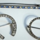 Antique Victorian Paste Pin Brooches & Edwardian Rhinestone Hat Pin Lot