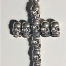 Vintage Sterling Silver Cross of Skulls Goth Punk biker Necklace Pendant Lot