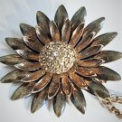 Sterling Silver Art Deco Rhinestone Double Daisy Chatelain Pin Brooch Lot