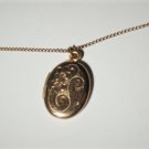 Antique Edwardian WEH 12K GF Etched Oval Locket Pendant Necklace Lot 19"
