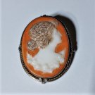 Antique Edwardian Sterling Silver Enameled Glass Cameo Pin Brooch Lot
