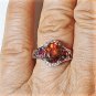 Vintage Sterling Silver Citrine & Pink Tourmaline w Diamonds Ring Lot Size 10