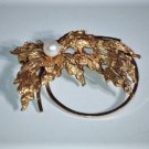Vintage 14K YG ITALY Leafy Pearl Circle Charm Holder Pin Brooch Lot