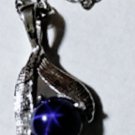 Vintage Sterling Silver Blue LINDE Star Sapphire Pendant Necklace Lot 16"