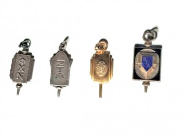 Vintage Sterling Silver & GF Fraternity Key Fobs Lot Collection of 4 Pieces