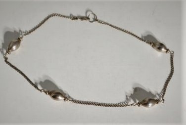 Vtg Sterling Silver Station Beaded Choker Chain Necklace Lot 15-1/4"