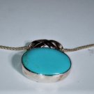 Vintage Sterling Silver MEXICO Turquoise Slide Enhancer Pendant Necklace Lot 18"