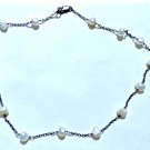 Vintage Sterling Silver Station KESHI Pearl Chain Choker Necklace Lot 16"