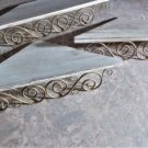 Vtg Gold Wrought Iron & Upcycled Finish White Wood *FLOATING* Corner Shelves 3