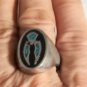 Vintage SOUTHWEST Turquoise Onyx Inlay Thunderbird Silver Plated Ring Lot Sz 12
