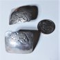 Vintage Sterling Silver Large MODERNIST Flower & Feathers Hammered Earrimngs Lot