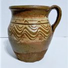 Antique Early American Feathered Wavy Glazed Primitive Pottery Jug Lot 5.75"