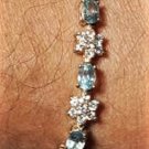 Vintage Sterling Silver JJT Aquamarine & CZ Tennis Bracelet Lot 7-1/4"