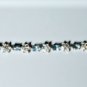 Vintage Sterling Silver JJT Aquamarine & CZ Tennis Bracelet Lot 7-1/4"