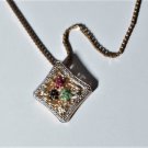 Vtg Sterling Silver Gold Vermeil Ross Simons Gemstone Pendant Necklace Lot 18"