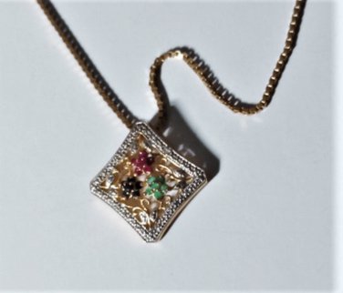 Vtg Sterling Silver Gold Vermeil Ross Simons Gemstone Pendant Necklace Lot 18"