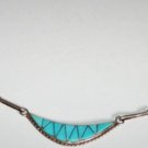 Vintage Sterling Silver SOUTHWESTERN Turquoise Inlay ZUNI Necklace Lot 18-1/2"