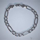 Vintage Sterling Silver Cuban Figaro Chain Bracelet Lot 8-1/4"