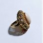 Antique Victorian Edwardian 18K Angel Skin Coral Huge Filigree Ring Lot Sz 6