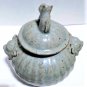 Antique Chinese Song Qingbai Lion Masks Foo Dog Finial Lidded Jar 7-3/4"