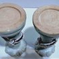 Antique Chinese Rare Song Qingbai Dragon Candlesticks w Iron Red 6-1/4"
