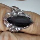 Vtg Sterling Silver Ornate Barique Victorian Style Faceted Onyx Ring Lot Sz 6
