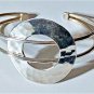 Vintage Sterling Silver MODERNIST Hammered Disc Cuff Bracelet Lot