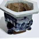 Antique Chinese Ming Blue & White Men I Garden Landscape Tripod Censer Lot