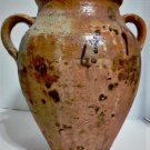 Antique Mediterranean Partial Glazed Redware olive Jar Wine Vessel Lot 10.75"
