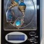 Vtg Sterling Silver w lamp Glass & Turquoise Designer Grade Dangle Drop Earrings