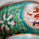 Antique Chinese Qing Turquoise & Copper Red Dragon Floral Scroll Lg Bowl 7-3/4"