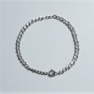 Vtg Sterling Silver Textured Cuban Curb Link Charm Bracelet Lot 7.75"