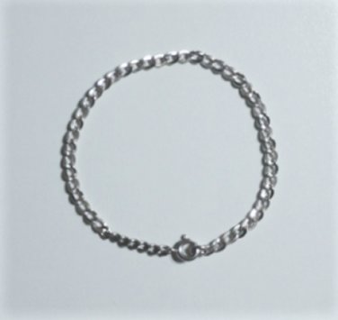 Vtg Sterling Silver Textured Cuban Curb Link Charm Bracelet Lot 7.75"