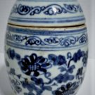 Antique Chinese Ming Blue White Floral Lidded Tea Caddy Jar Lot 5-1/2"