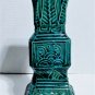 Antique Chinese Ming Green w Purple Splash Square Molded Relief Gu Vase