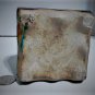 Antique Chinese Ming Green w Purple Splash Square Molded Relief Gu Vase
