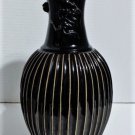 Antique Chinese Song Ribbed Mirror Black Insect Beetle Flared Rim Vase 10-5/8"