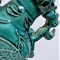 Antique Chinese Ming Teal Green Dragon Phoenix Handled Wine Ewer Decanter 9"