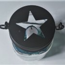 Rustic Farmhouse Star Cutout Hanging Mason Jar Lantern Lamp Lids + Jars 4-Pack