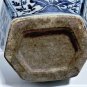 Antique Chinese Ming Blue & White Huge Hexagonal Phoenix & Flowers Vase Lot 8"